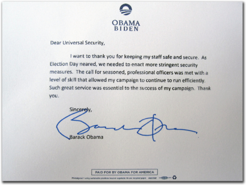 Universal Security Letter from President Obama